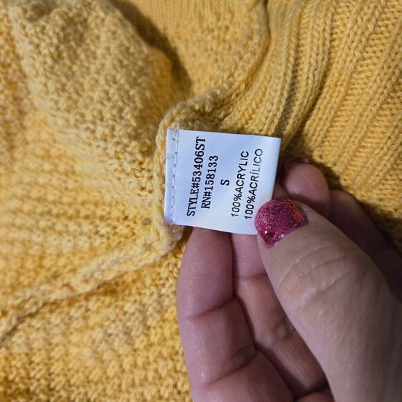 Velvet by Graham & Spencer marigold yellow cardigan size Small loose knit Office - Picture 6 of 9